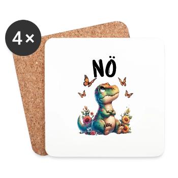 dinosaures Dinos disant non pour les garçons et les filles - Dessous de verre (lot de 4) - blanc - Devant