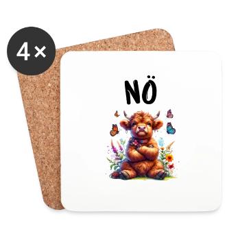 Vache Highland disant non pour les garçons et les filles - Dessous de verre (lot de 4) - blanc - Devant