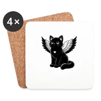 Ailes d’ange chat noir Style gothique - Dessous de verre (lot de 4) - blanc - Devant