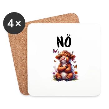 Vache Highlander disant non pour les garçons et les filles - Dessous de verre (lot de 4) - blanc - Devant
