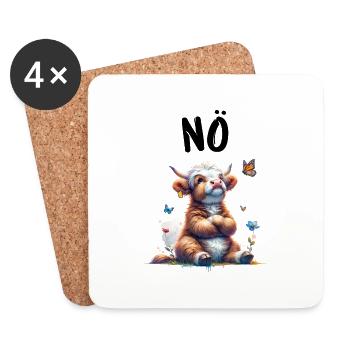 Vache Highlander disant non pour les garçons et les filles - Dessous de verre (lot de 4) - blanc - Devant