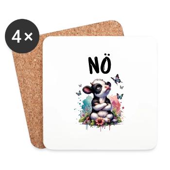 Vache disant non pour les garçons et les filles - Dessous de verre (lot de 4) - blanc - Devant
