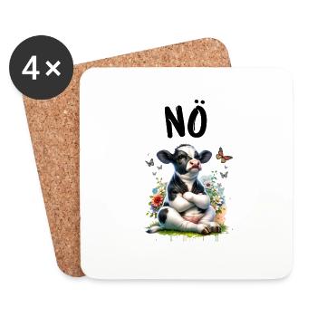 Vache disant non pour les garçons et les filles - Dessous de verre (lot de 4) - blanc - Devant