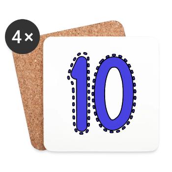 10. 10 ANS. 10e ANNIVERSAIRE. ANNIVERSAIRE 10 ANS. - Dessous de verre (lot de 4) - blanc - Devant