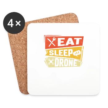 Eat Sleep Drone - Untersetzer (4er-Set) - Weiß - Vorne