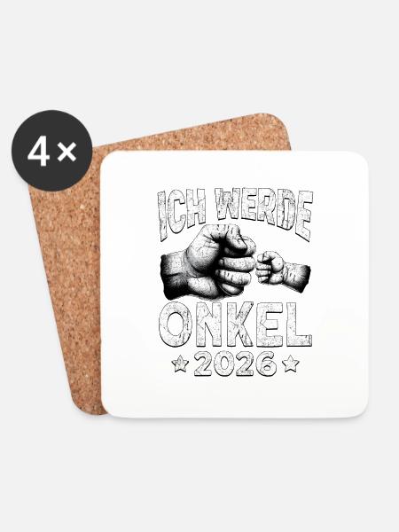 Ich werde Onkel 2026 - Untersetzer (4er-Set) - Weiß