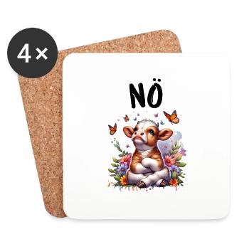 Vache disant non pour les garçons et les filles - Dessous de verre (lot de 4) - blanc - Devant