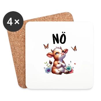 Vache disant non pour les garçons et les filles - Dessous de verre (lot de 4) - blanc - Devant