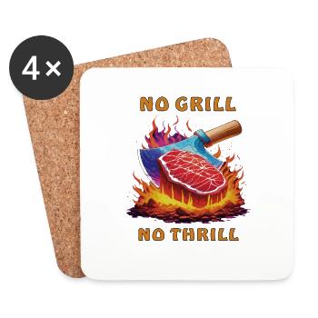 STEAK NO GRILL NO THRILL - Untersetzer (4er-Set) - Weiß - Vorne