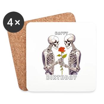 SQUELETTE JOYEUX ANNIVERSAIRE - Dessous de verre (lot de 4) - blanc - Devant