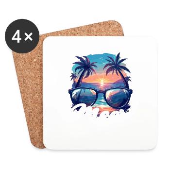 La mer part toujours en vacances - Dessous de verre (lot de 4) - blanc - Devant
