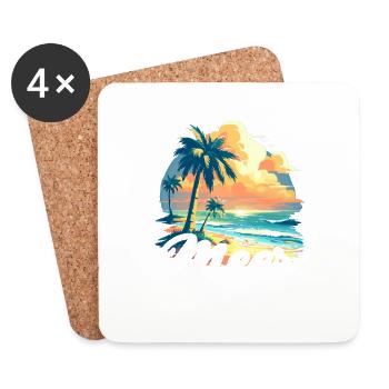 La mer part toujours en vacances - Dessous de verre (lot de 4) - blanc - Devant