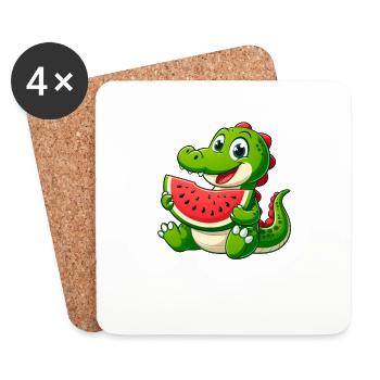 Crocodile Melon Pastèque Fruit Fruité - Dessous de verre (lot de 4) - blanc - Devant