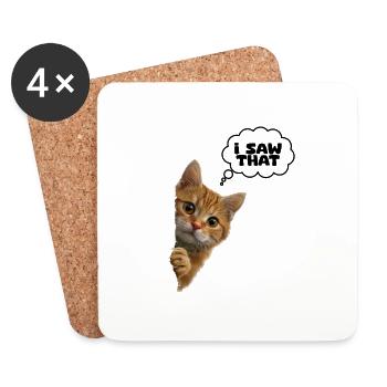 Jesus meme - I saw that - cat parody - Coasters (set of 4) - white - Front