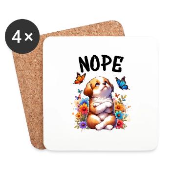 Dog Funny Saying Nope for Dog Lovers - Coasters (set of 4) - white - Front