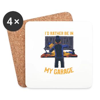 Je préfère être dans mon garage mécanicien automobile - Dessous de verre (lot de 4) - blanc - Devant