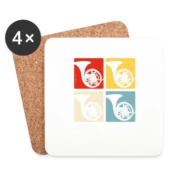 Cor français rétro pour musique fanfare - Dessous de verre (lot de 4) - blanc - Devant