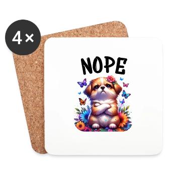 Dog Funny Saying Nope for Dog Lovers - Coasters (set of 4) - white - Front
