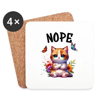 Chat drôle de dicton non pour les amoureux des chats - Dessous de verre (lot de 4) - blanc - Devant