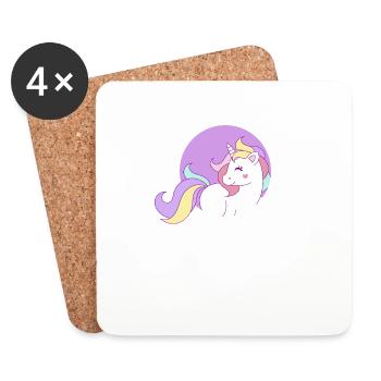 Niedliches Einhorn Regenbogen Haar Wunderschönes magisches Einhorn - Untersetzer (4er-Set) - Weiß - Vorne