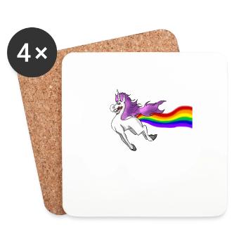Lustiges Einhorn Regenbogen Magisches Furzen Rosa Einhorn - Untersetzer (4er-Set) - Weiß - Vorne