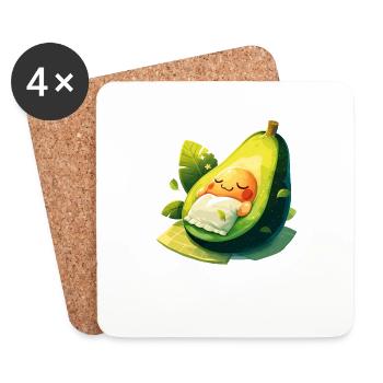 Schlafocado Official Sleep Shirt - Coasters (set of 4) - white - Front