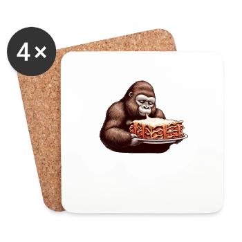 Gorilla aime la bande dessinée de lasagne - Dessous de verre (lot de 4) - blanc - Devant