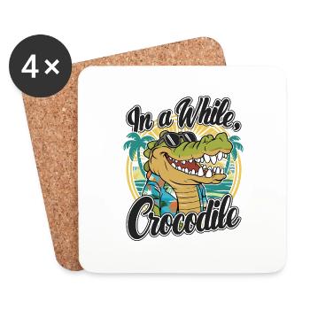 Lustiges Krokodil Alligator In A While Crocodile - Untersetzer (4er-Set) - Weiß - Vorne