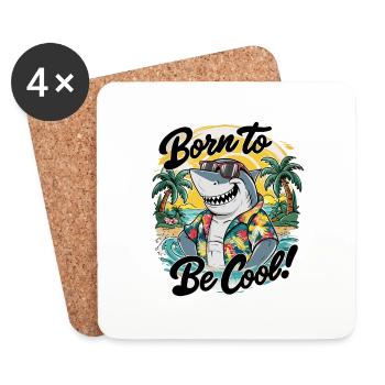 Drôle de requin avec des lunettes de soleil vacances d’été - Dessous de verre (lot de 4) - blanc - Devant