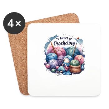 Je préfère crocheter crochet crochet tricoteuse - Dessous de verre (lot de 4) - blanc - Devant