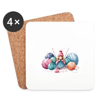 I'd Rather Be Knitting Seamstress Knits Knitter - Coasters (set of 4) - white - Front