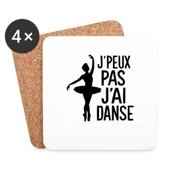 Je peux pas j'ai danse, Cadeau Drôle pour Danseur - Dessous de verre (lot de 4) - blanc - Devant