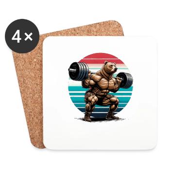 Strong Bear Weightlifter Squat Gym Workout - Untersetzer (4er-Set) - Weiß - Vorne