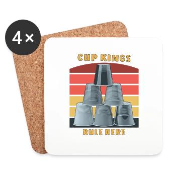 STACKING CUP KINGS RULE HERE - Untersetzer (4er-Set) - Weiß - Vorne