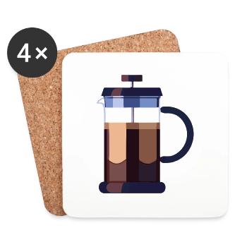 Kaffee Frenchpress Cappuccino Latte Art - Untersetzer (4er-Set) - Weiß - Vorne