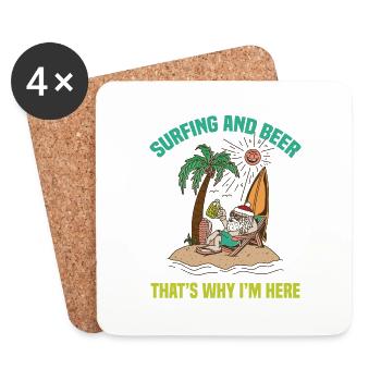 Surfen Und Bier Weihnachten Wellenreiten Surfer - Untersetzer (4er-Set) - Weiß - Vorne