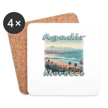 Agadir Marokko Strandurlaub Natur Palmen - Untersetzer (4er-Set) - Weiß - Vorne