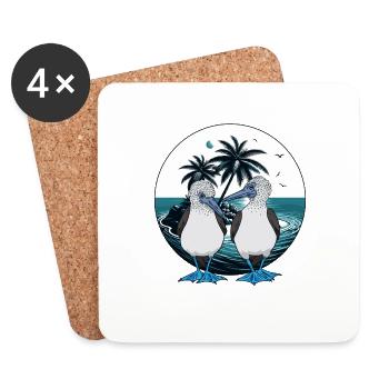 Blue-footed boobies Galapagos - Coasters (set of 4) - white - Front