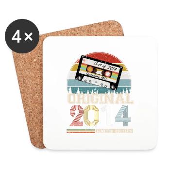 Vintage 2014 Cadeau Anniversaire 10 ans - Dessous de verre (lot de 4) - blanc - Devant