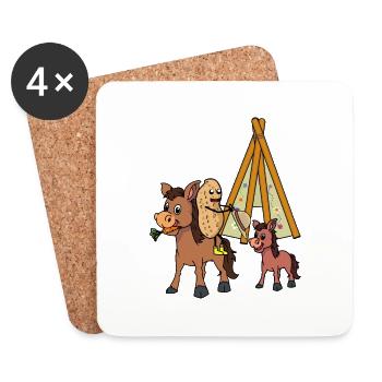 Wild West Peanut Muli Donkey Donkey Rider Rider - Dessous de verre (lot de 4) - blanc - Devant