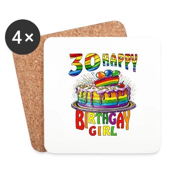 TORTE 30 NAISSANCE HEUREUSEFILLE GAY - Dessous de verre (lot de 4) - blanc - Devant
