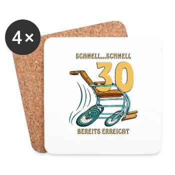 GEHHILFE SCHNELL...SCHNELL 30 BEREITS ERREICHT - Untersetzer (4er-Set) - Weiß - Vorne