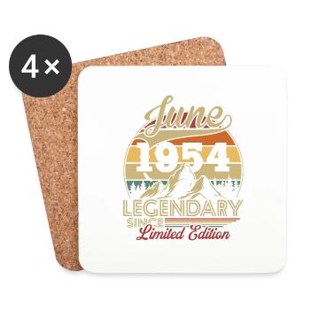 Vintage Retro June 1954 Birthday Gift - Coasters (set of 4) - white - Front