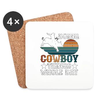 Doing Cowboy Things Whole Day Westernreiten - Untersetzer (4er-Set) - Weiß - Vorne