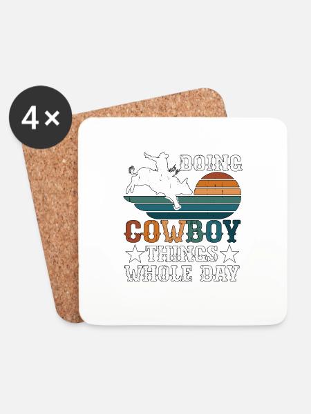 Doing Cowboy Things Whole Day Westernreiten - Untersetzer (4er-Set) - Weiß