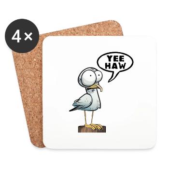 Yee haw - Dictons - Dictons Wild West Cowboy - Dessous de verre (lot de 4) - blanc - Devant
