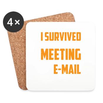 I Survived Another Meeting 82 - Coasters (set of 4) - white - Front