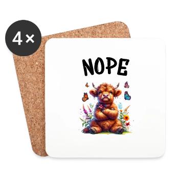 Highland Cow Saying Nope for Boys and Girls - Coasters (set of 4) - white - Front