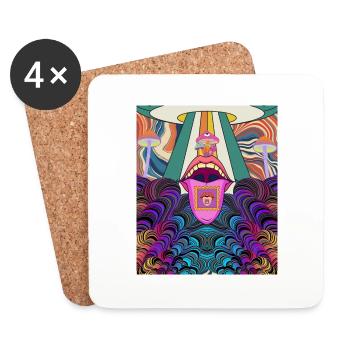 Psychedelic Rave Design - Untersetzer (4er-Set) - Weiß - Vorne