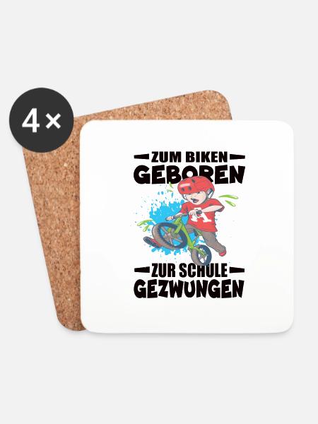 Zum Bike Geboren Zur Schule Gezwungen - Untersetzer (4er-Set) - Weiß